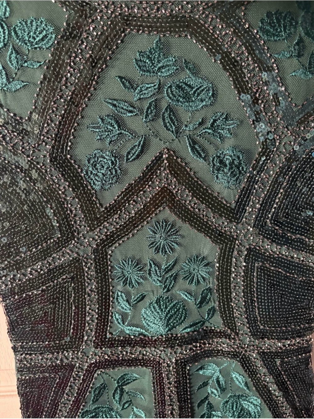 Lulu emerald flowers beaded dress - Picture 7 of 10
